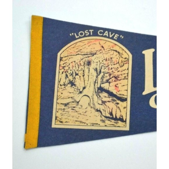 VINTAGE Lost River Caverns Hellertown, PA Felt Flag Pennant 9" x 26.5" - Picture 2 of 3